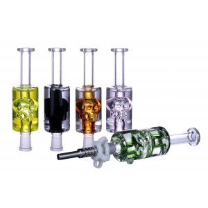 Clover Glass Nectar Collector Set Glycerin Filled With Skull Perc [NC-113]